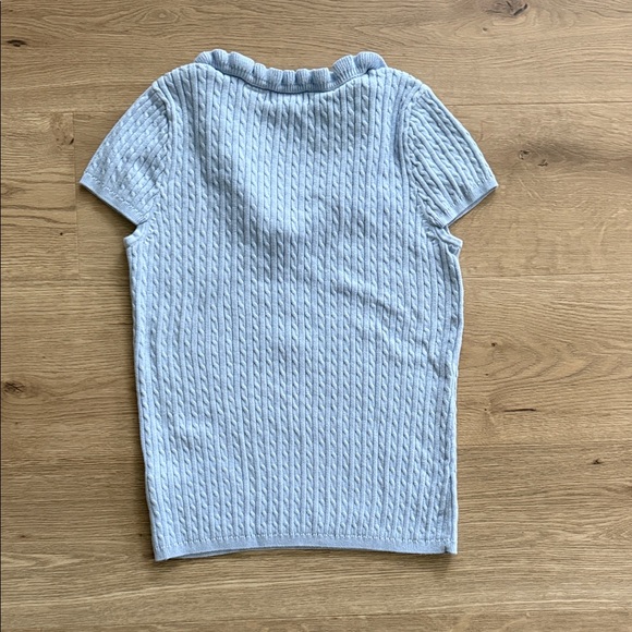 Light Blue Ruffled Knit Top - Picture 3 of 3